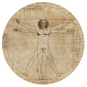 Leonardo da vinci Vitruvian Man, Mousepad Στρογγυλό 20cm