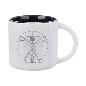 Leonardo da vinci Vitruvian Man, Κούπα κεραμική 400ml Λευκή/Μαύρη