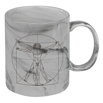 Leonardo da vinci Vitruvian Man, Mug ceramic marble style, 330ml