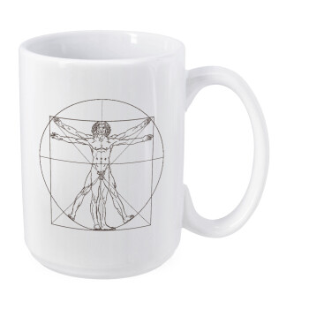 Leonardo da vinci Vitruvian Man, Κούπα Mega, κεραμική, 450ml