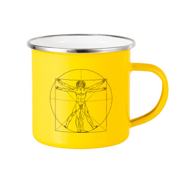 Leonardo da vinci Vitruvian Man, Κούπα Μεταλλική εμαγιέ Κίτρινη 360ml