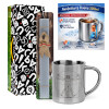 Easter Set, metallic thermal cup (300ml) & Easter aromatic flat candle (30cm) (GRAY)