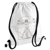 Backpack pouch GYMBAG white, with pocket (40x48cm) & thick cords