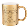 Mug ceramic, gold mirror, 330ml