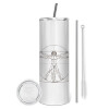 Tumbler stainless steel 600ml, with metal straw & cleaning brush