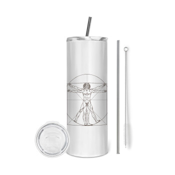 Leonardo da vinci Vitruvian Man, Tumbler stainless steel 600ml, with metal straw & cleaning brush