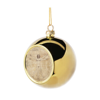 Leonardo da vinci Vitruvian Man, Golden Christmas tree ball ornament 8cm