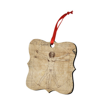 Leonardo da vinci Vitruvian Man, Χριστουγεννιάτικο στολίδι polygon ξύλινο 7.5cm