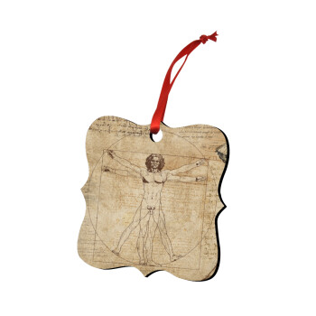 Leonardo da vinci Vitruvian Man, Christmas ornament polygon wooden 7.5cm