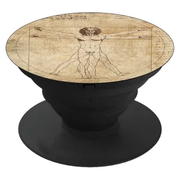 Leonardo da vinci Vitruvian Man, Phone Holders Stand  Black Hand-held Mobile Phone Holder