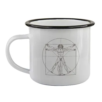 Leonardo da vinci Vitruvian Man, Κούπα εμαγιέ με μαύρο χείλος 360ml