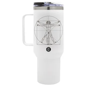 Leonardo da vinci Vitruvian Man, Mega Tumbler με καπάκι, διπλού τοιχώματος (θερμό) 1,2L