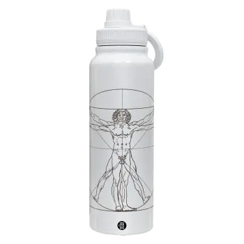Leonardo da vinci Vitruvian Man, Θερμός 1L Ανοξείδωτο με Βάση Κινητού & Διπλά Τοιχώματα