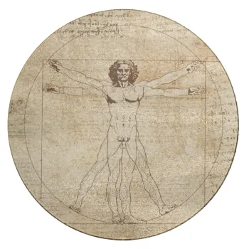 Leonardo da vinci Vitruvian Man, Επιφάνεια κοπής γυάλινη στρογγυλή (30cm)