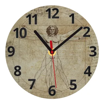 Leonardo da vinci Vitruvian Man, Ρολόι τοίχου γυάλινο (20cm)