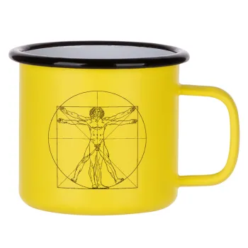 Leonardo da vinci Vitruvian Man, Metallic enamel MATT Yellow cup 360ml