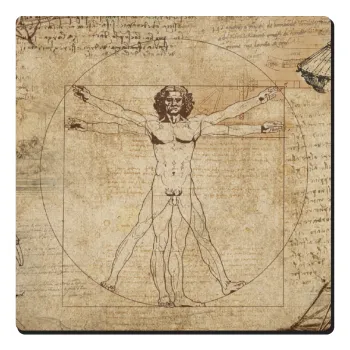 Leonardo da vinci Vitruvian Man, Τετράγωνο μαγνητάκι ξύλινο 6x6cm