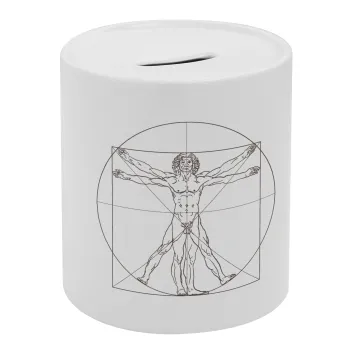 Leonardo da vinci Vitruvian Man, Κουμπαράς πορσελάνης με τάπα
