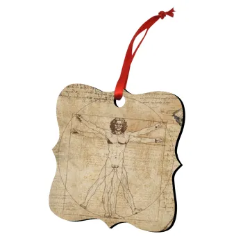 Leonardo da vinci Vitruvian Man, Christmas ornament polygon wooden 7.5cm