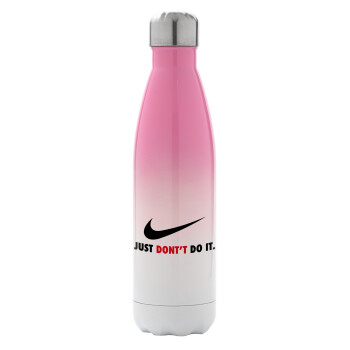 Just Don't Do it!, Metal mug thermos Pink/White (Stainless steel), double wall, 500ml