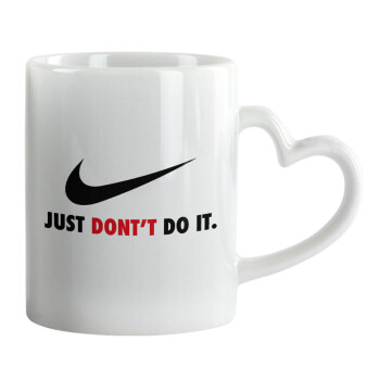 Just Don't Do it!, Mug heart handle, ceramic, 330ml