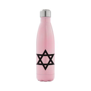 star of david, Metal mug thermos Pink Iridiscent (Stainless steel), double wall, 500ml