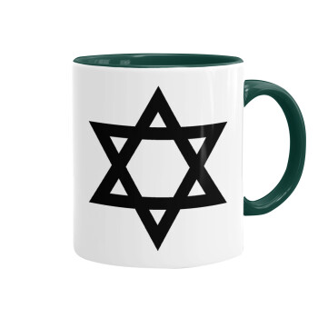 star of david, Mug colored green, ceramic, 330ml