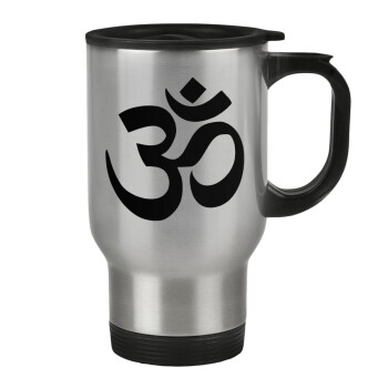 Om, Stainless steel travel mug with lid, double wall 450ml