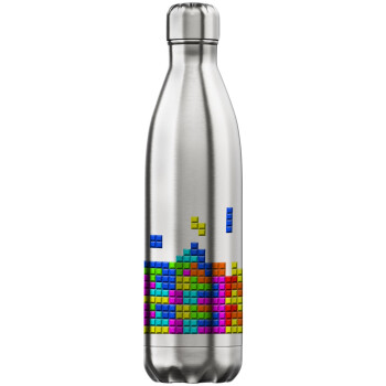 Tetris blocks, Μεταλλικό παγούρι θερμός Inox (Stainless steel), διπλού τοιχώματος, 750ml