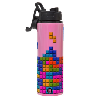 Tetris blocks, Metallic water bottle with safety lid, 850ml aluminum