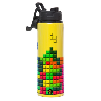 Tetris blocks, Metallic water bottle with safety lid, 850ml aluminum
