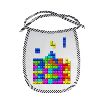 Tetris blocks, Σαλιάρα μωρού αλέκιαστη με κορδόνι Μαύρη