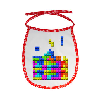 Tetris blocks, Σαλιάρα μωρού αλέκιαστη με κορδόνι Κόκκινη