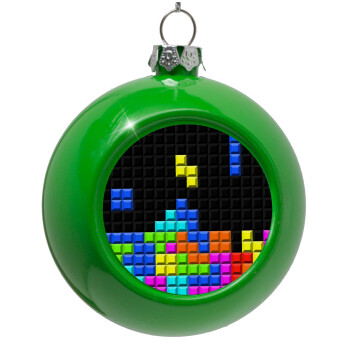 Tetris blocks, Green Christmas tree ornament bauble 8cm