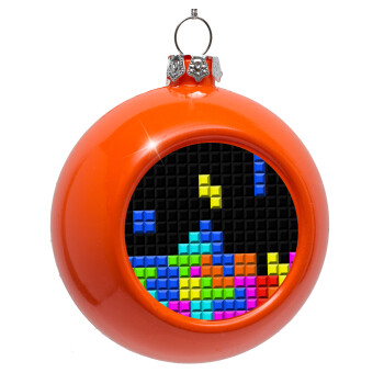 Tetris blocks, Orange Christmas tree ornament bauble 8cm