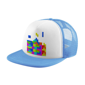 Tetris blocks, Καπέλο Soft Trucker με Δίχτυ Γαλάζιο/Λευκό