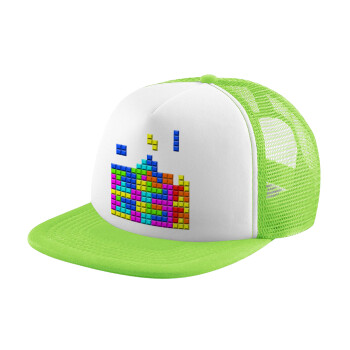 Tetris blocks, Καπέλο Soft Trucker με Δίχτυ Πράσινο/Λευκό