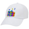 Tetris blocks, Καπέλο ενηλίκων Jockey Λευκό (snapback, 5-φύλλο, unisex)