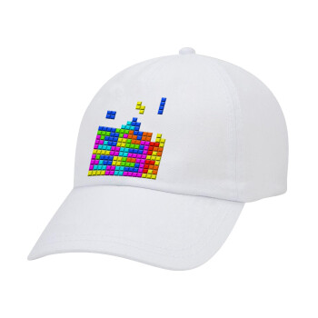 Tetris blocks, Καπέλο Ενηλίκων Baseball Λευκό 5-φύλλο (POLYESTER, ΕΝΗΛΙΚΩΝ, UNISEX, ONE SIZE)