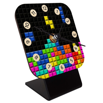 Tetris blocks, Quartz Table clock in natural wood (10cm)