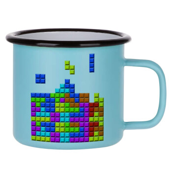 Tetris blocks, Κούπα Μεταλλική εμαγιέ ΜΑΤ σιέλ 360ml
