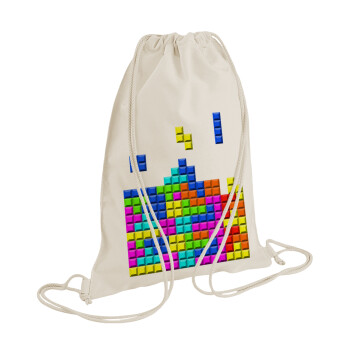 Tetris blocks, Τσάντα πλάτης πουγκί GYMBAG natural (28x40cm)