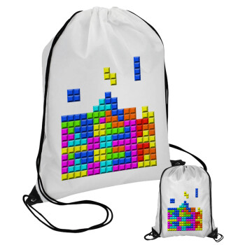 Tetris blocks, Τσάντα πουγκί με μαύρα κορδόνια (1 τεμάχιο)