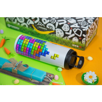 Tetris blocks, Πασχαλινή Λαμπάδα με Travel Tumbler θερμό με διπλό καπάκι (600ml, BPA free) & κερί αρωματικό πλακέ (30cm) (ΤΙΡΚΟΥΑΖ)