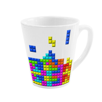 Tetris blocks, Κούπα κωνική Latte Λευκή, κεραμική, 300ml