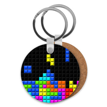 Tetris blocks, Μπρελόκ Ξύλινο στρογγυλό MDF Φ5cm