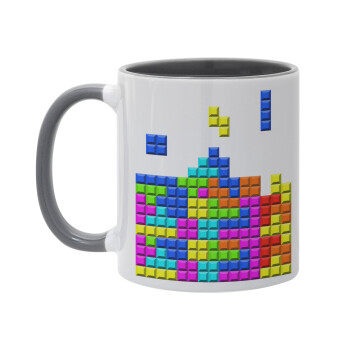 Tetris blocks, Κούπα χρωματιστή γκρι, κεραμική, 330ml