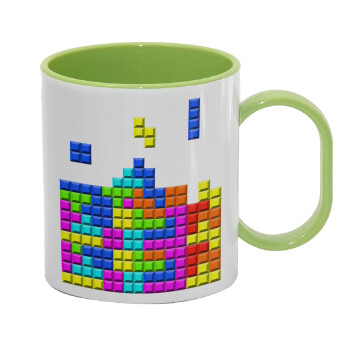 Tetris blocks, Κούπα (πλαστική) (BPA-FREE) Polymer Πράσινη για παιδιά, 330ml