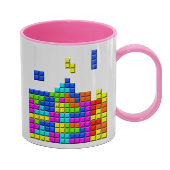 Tetris blocks, Κούπα (πλαστική) (BPA-FREE) Polymer Ροζ για παιδιά, 330ml