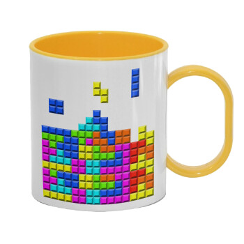 Tetris blocks, Κούπα (πλαστική) (BPA-FREE) Polymer Κίτρινη για παιδιά, 330ml